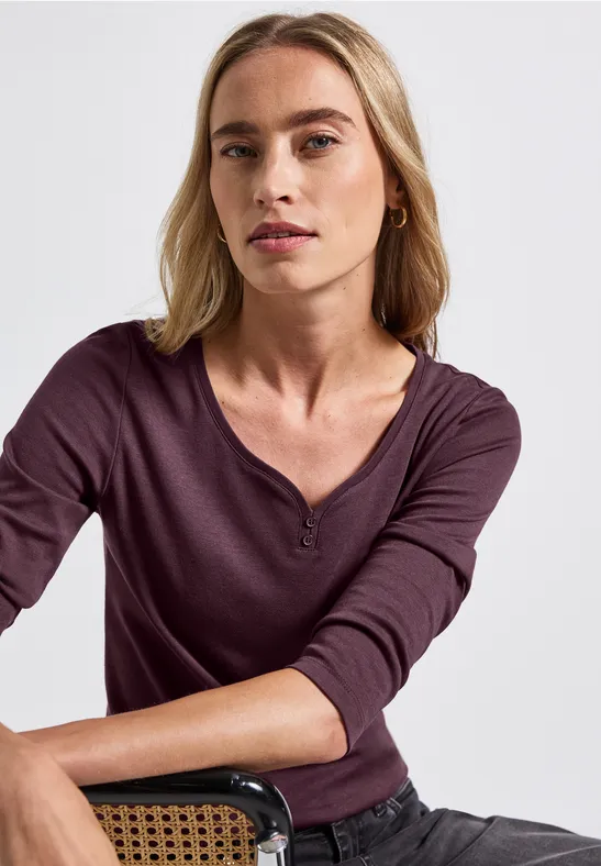 Basic Shirt mit Knopfdetail jazz berry