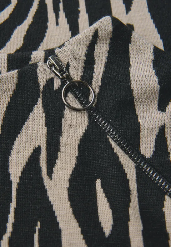 T-shirt jacquard avec fermeture éclair Black