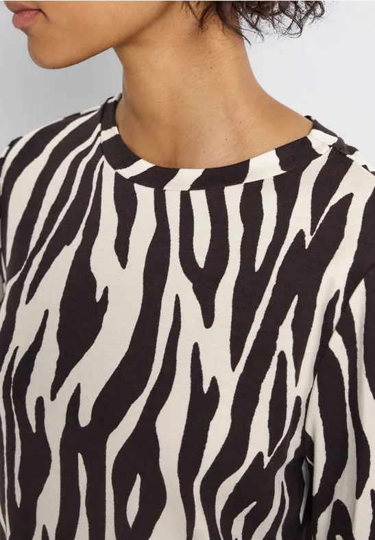 Basic T-Shirt mit Raffung deep roast brown