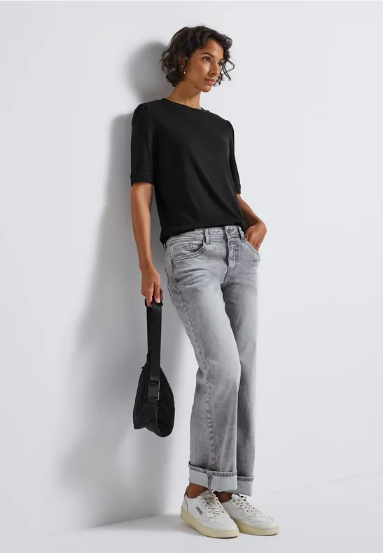 Basic T-Shirt mit Raffung Black