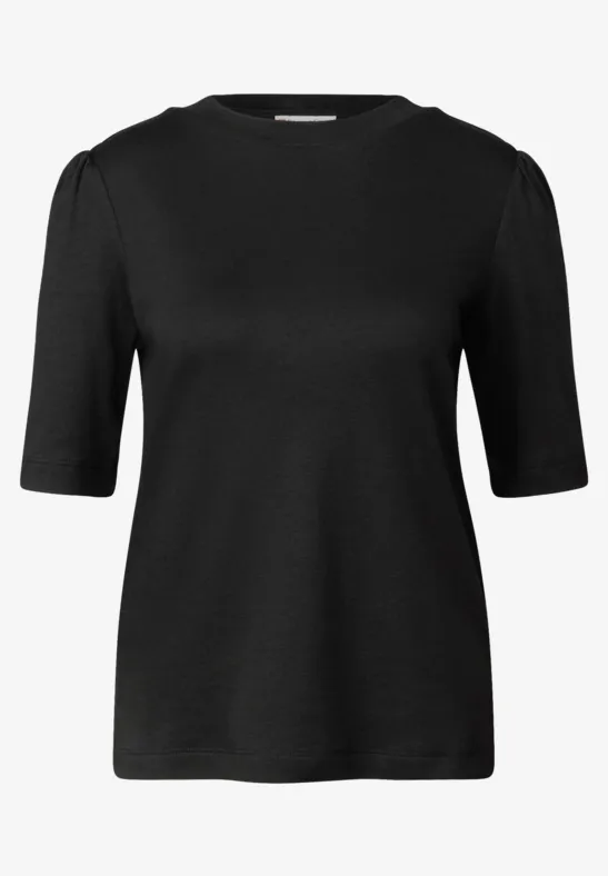 Basic T-Shirt mit Raffung Black