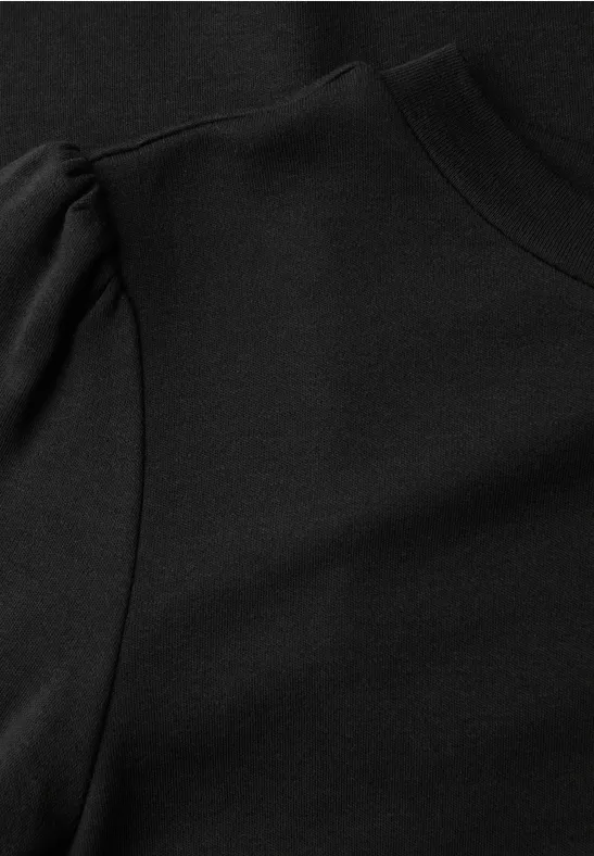 Basic T-Shirt mit Raffung Black