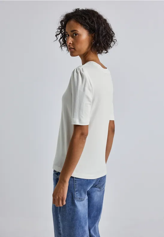 Basic T-Shirt mit Raffung off white
