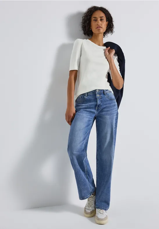 Basic T-Shirt mit Raffung off white