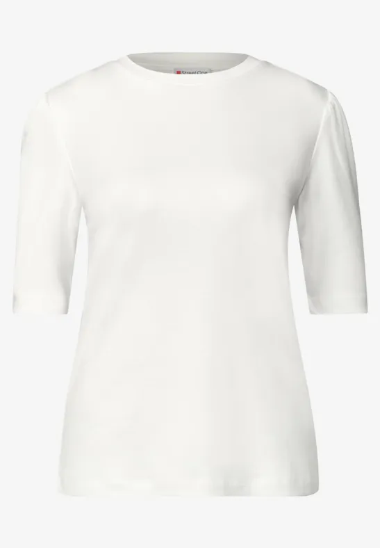 Basic T-Shirt mit Raffung off white