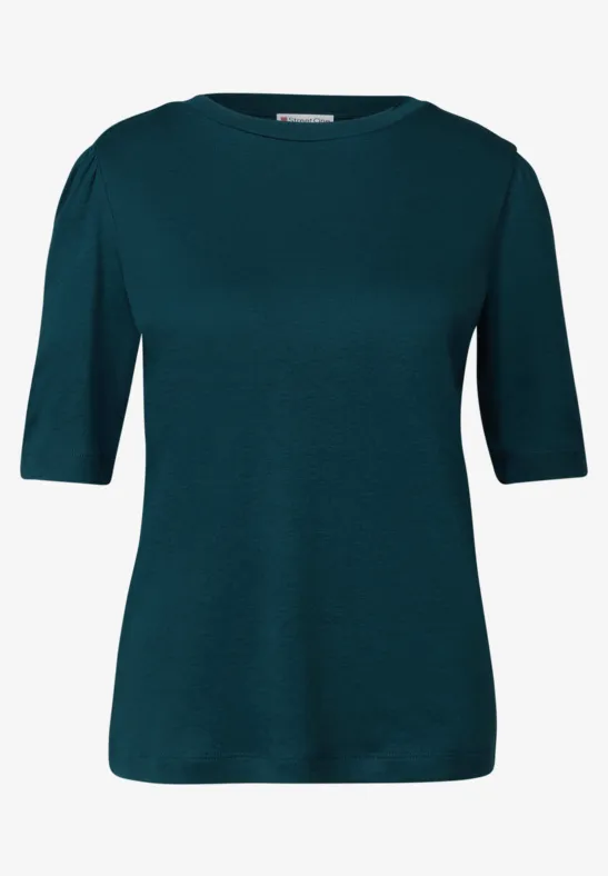 Basic T-Shirt mit Raffung tide blue