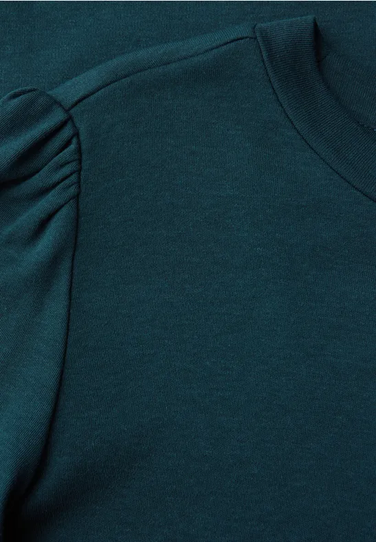 Basic T-Shirt mit Raffung tide blue