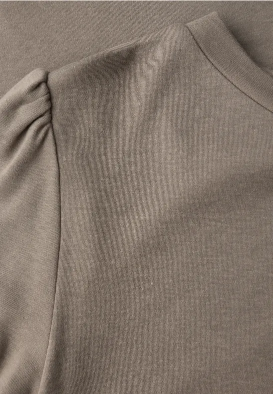 Basic T-Shirt mit Raffung bark brown