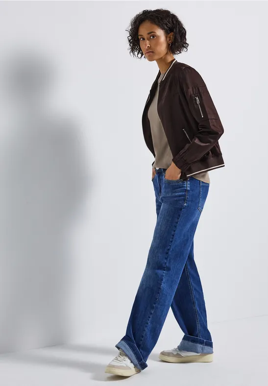 Basic T-Shirt mit Raffung bark brown