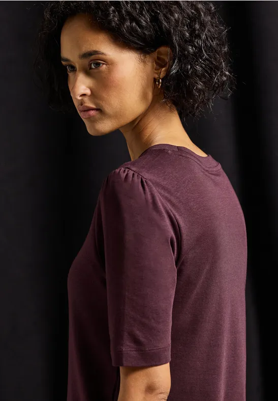 Basic T-Shirt mit Raffung jazz berry