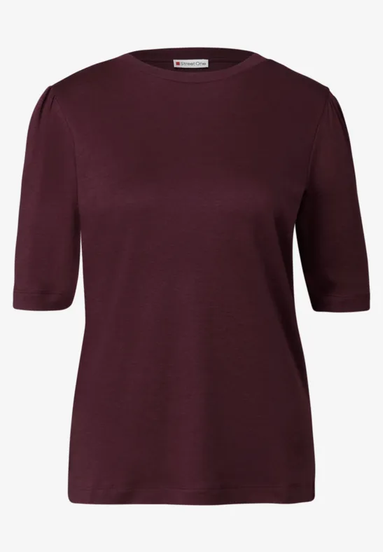 Basic T-Shirt mit Raffung jazz berry