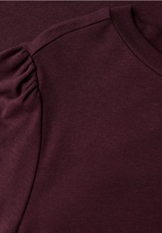 Basic T-Shirt mit Raffung jazz berry