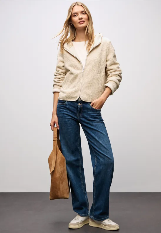Teddy-Jacke mit Kapuze soft fawn beige