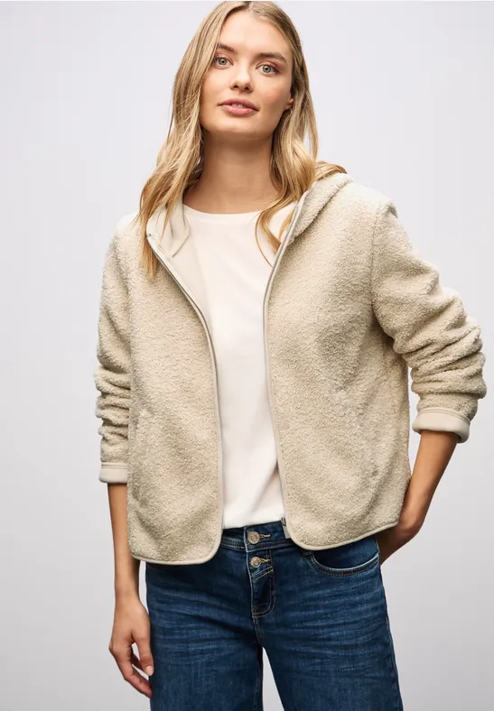 Teddy-Jacke mit Kapuze soft fawn beige