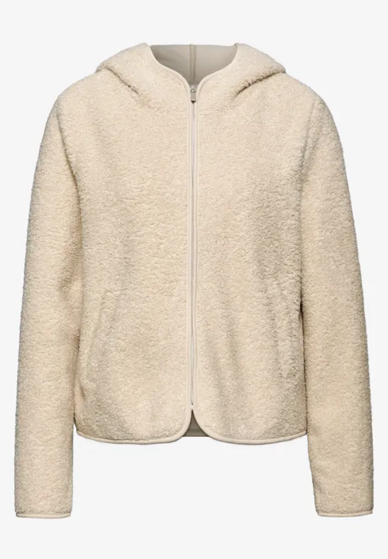 Teddy-Jacke mit Kapuze soft fawn beige