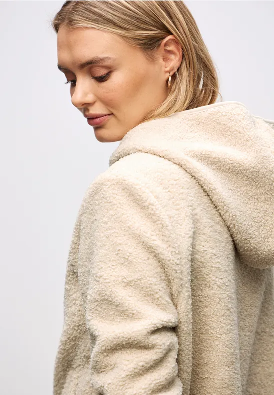 Teddy-Jacke mit Kapuze soft fawn beige