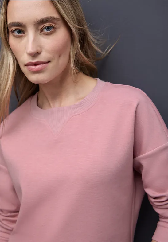 Shirt met geribd detail powder pink mel.