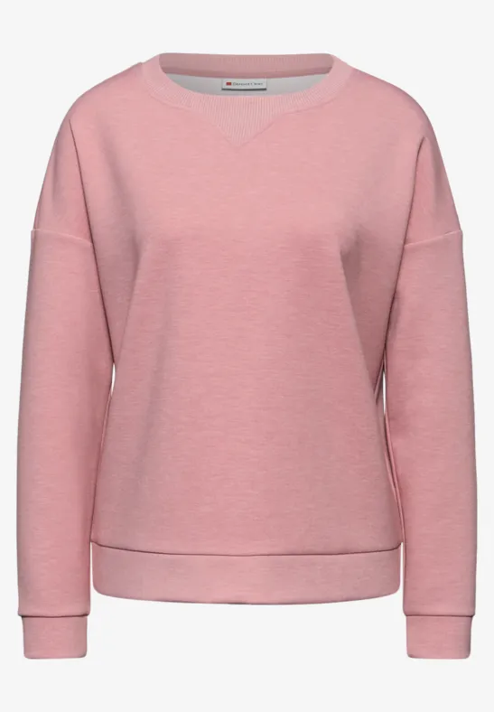 Shirt met geribd detail powder pink mel.