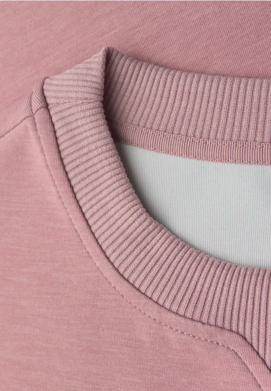 Shirt met geribd detail powder pink mel.
