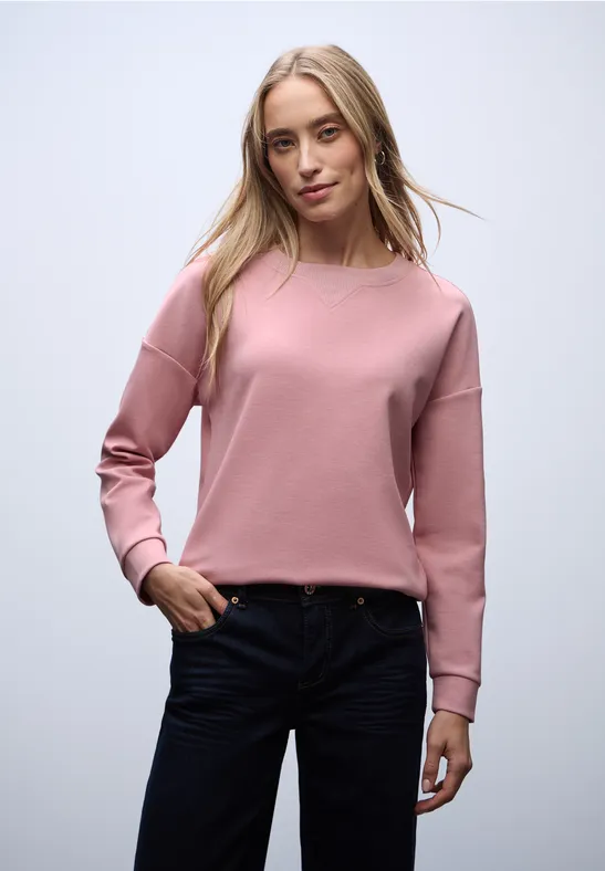 Shirt met geribd detail powder pink mel.