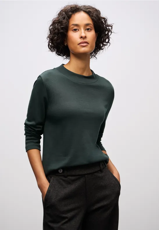 Basic Turtleneck Shirt evernight green