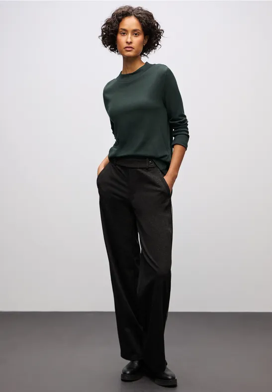 Basic Turtleneck Shirt evernight green