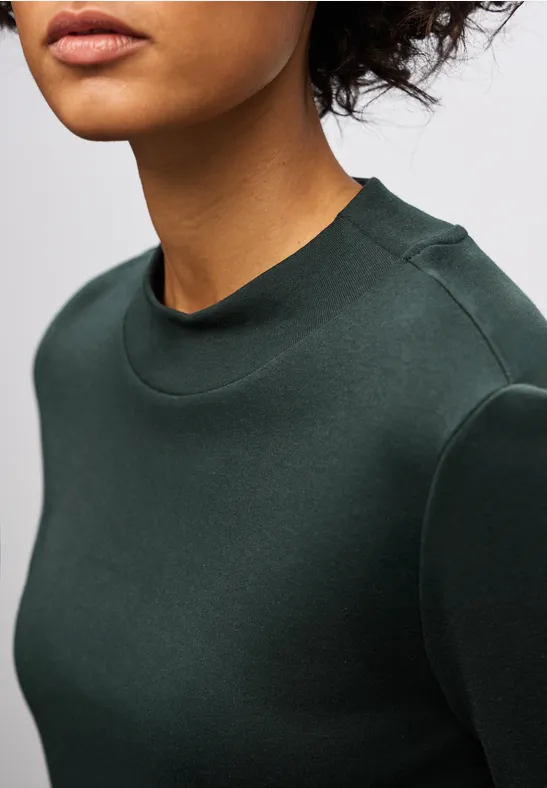 Basic Turtleneck Shirt evernight green