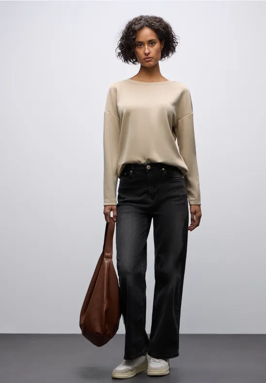 Silk-Look Shirt sanded beige
