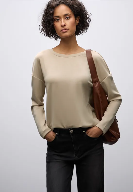 Silk-Look Shirt sanded beige