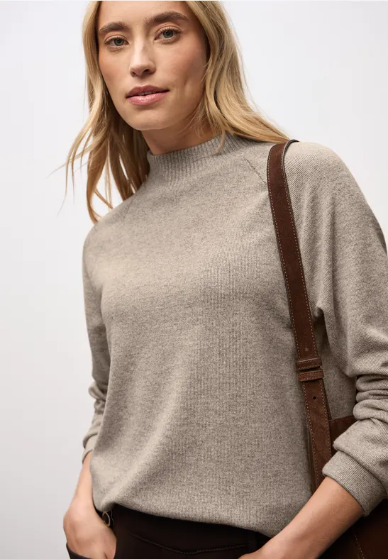 T-shirt douillet en mélange sanded beige mel.