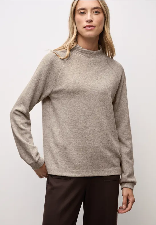 T-shirt douillet en mélange sanded beige mel.