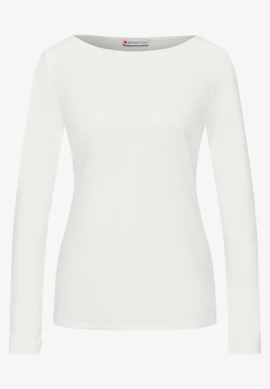 Basic Langarmshirt off white