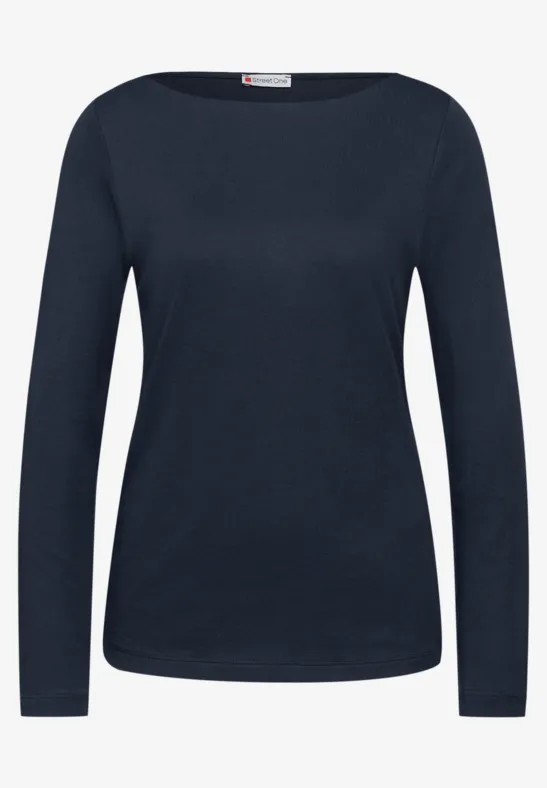 Basic Langarmshirt deep blue