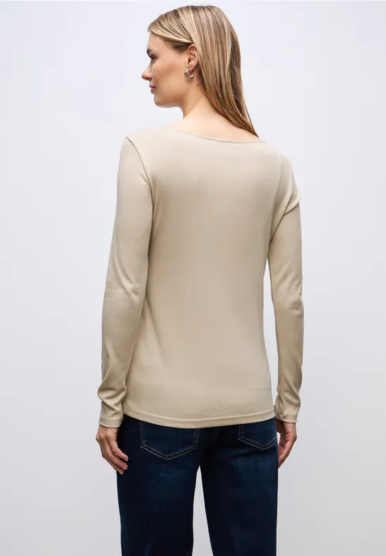 Basic Langarmshirt cotton beige