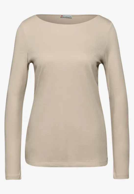 Basic Langarmshirt cotton beige