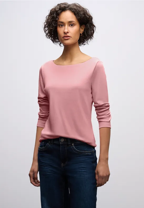 Basic Langarmshirt powder pink