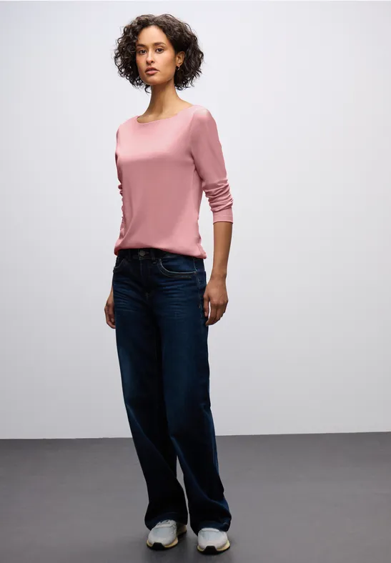 Basic Langarmshirt powder pink