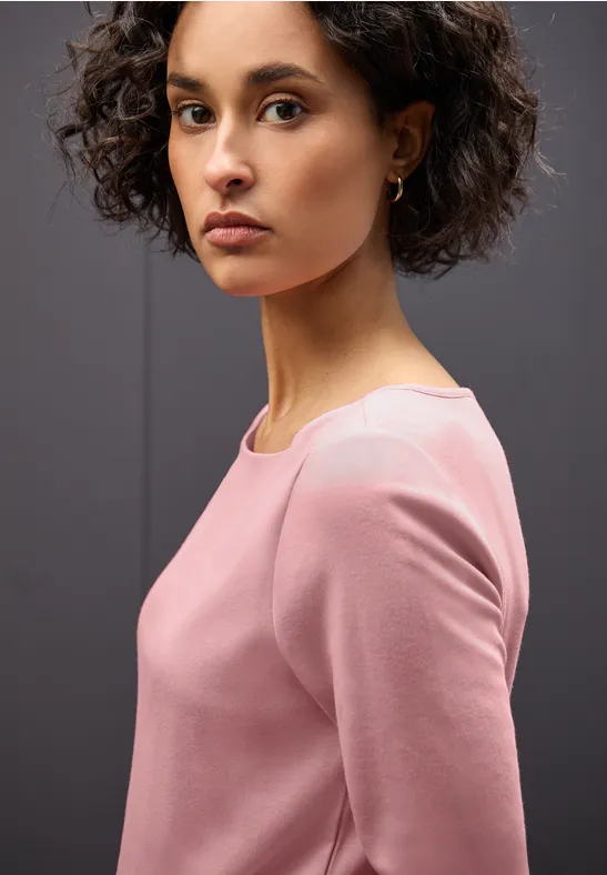 Basic Langarmshirt powder pink