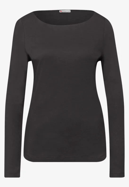 Basic shirt met lange mouwen darkest brown