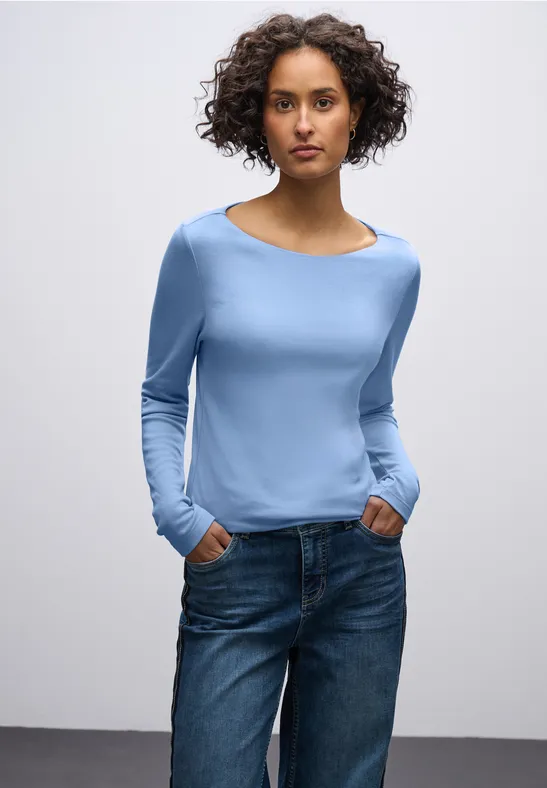 Basic Langarmshirt frosted blue