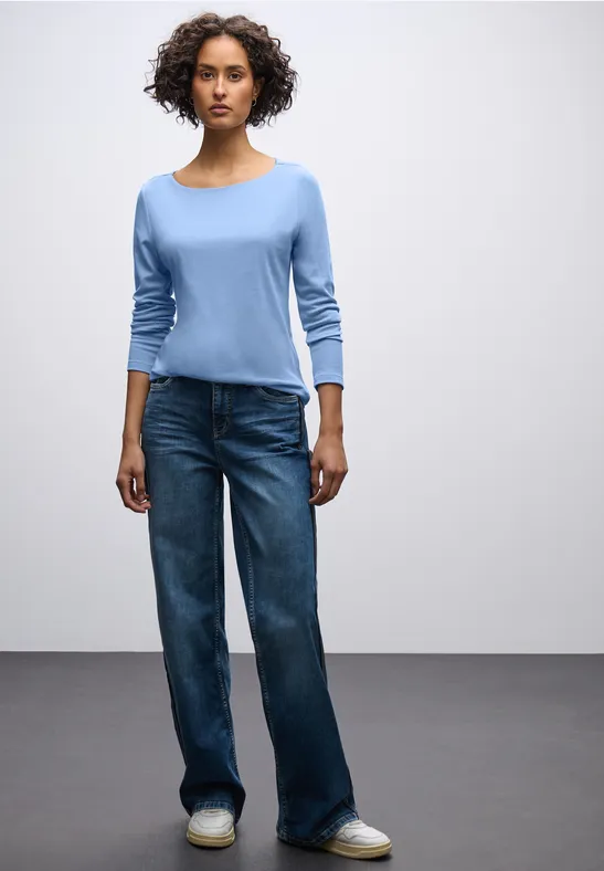 Basic Langarmshirt frosted blue