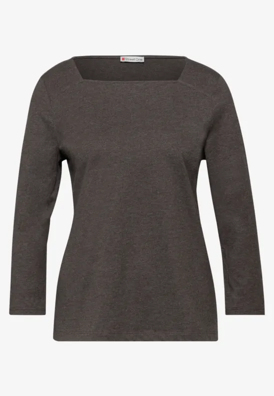 Shirt mit Carré Ausschnitt rustic brown mel.