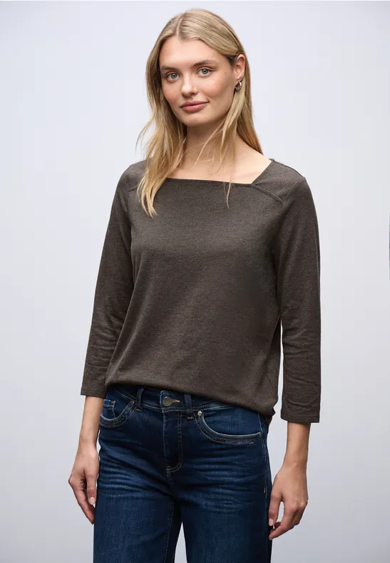 Shirt mit Carré Ausschnitt rustic brown mel.