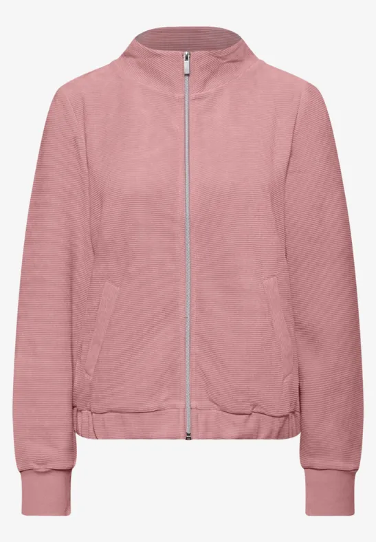 Gestructureerd jack met ritssluiting powder pink