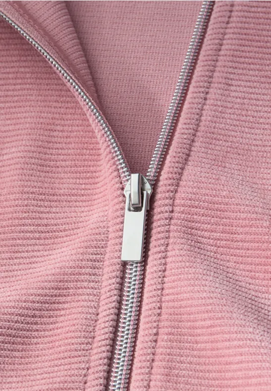 Gestructureerd jack met ritssluiting powder pink