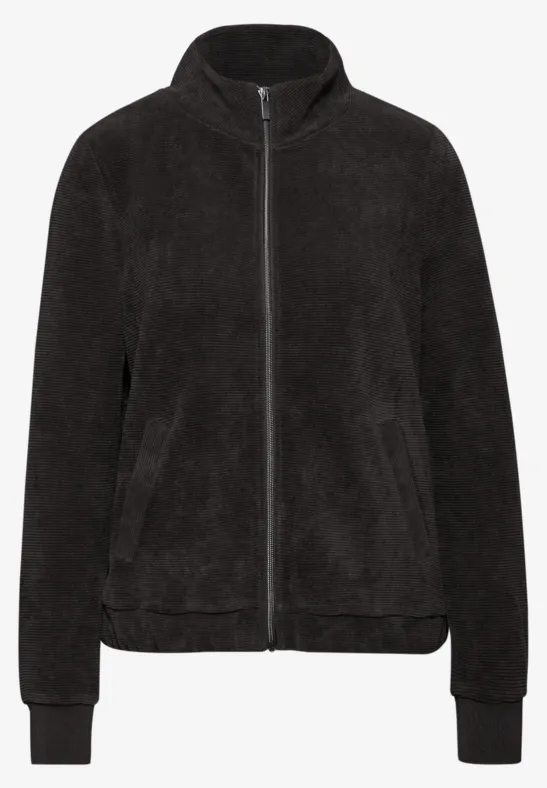 Gestructureerd jack met ritssluiting darkest brown