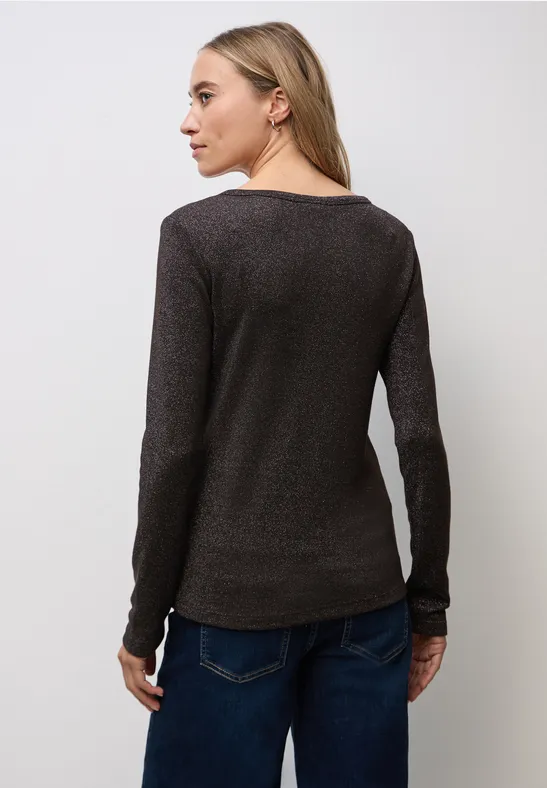 Glitzerndes Langarmshirt darkest brown