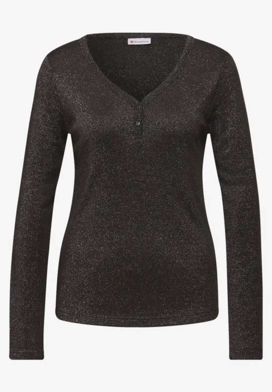 Glitzerndes Langarmshirt darkest brown