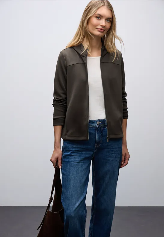 Silk-Look Jacke mit Zipper darkest brown