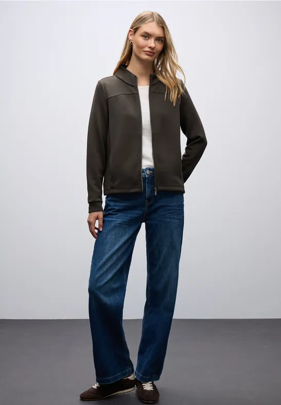 Silk-Look Jacke mit Zipper darkest brown